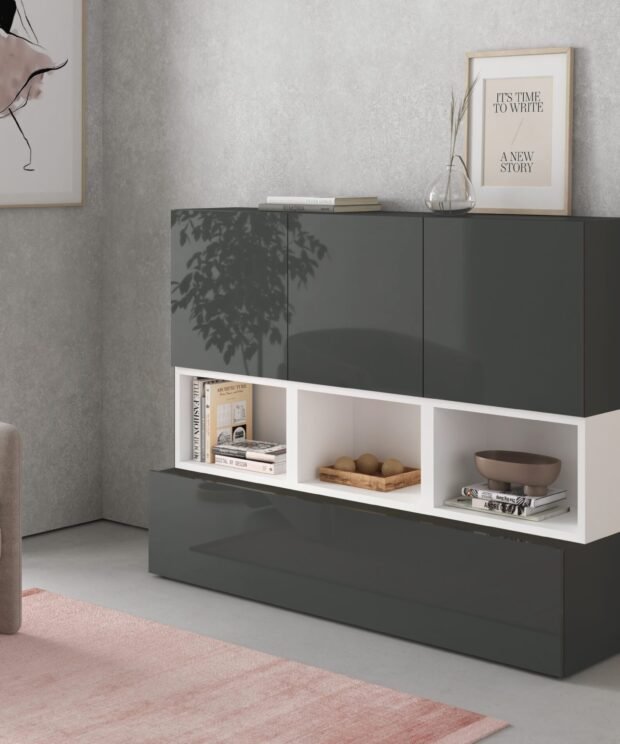 Mueble auxiliar BLOCK color GRAFITO-BLANCO